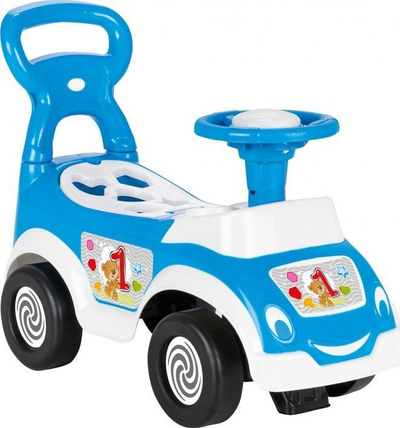 Makina lëkundëse për fëmijë Woopie Ride-on 4-in-1, me timon dhe borie, me ndarje poshtë sediljes, blu e bardhë