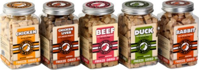 Shpërblime për qen Freeze Dried, mish pule edhe viçi, pa aditivë