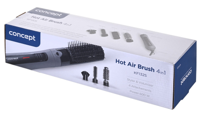 Furçë tharëse flokësh Concept Solution KF1325, 600W, 4 aksesorë, e zezë