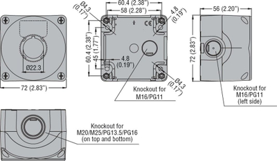 Kuti për buton kontrolli Lovato Electric, 22 mm, e verdhë/zezë