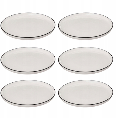 Set pjatash darke Secret de Gourmet ALIX Black Rim, 6 copë, porcelan, Ø 27cm, të bardha me skaj të zi