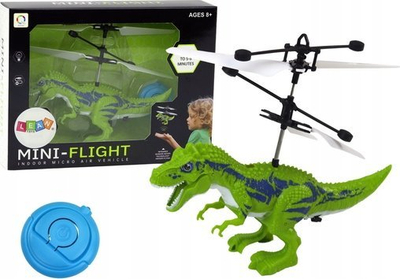 Lodër fluturuese Lean Toys Mini Flight, dinosaurus me sensor dore, me telekomandë, jeshile