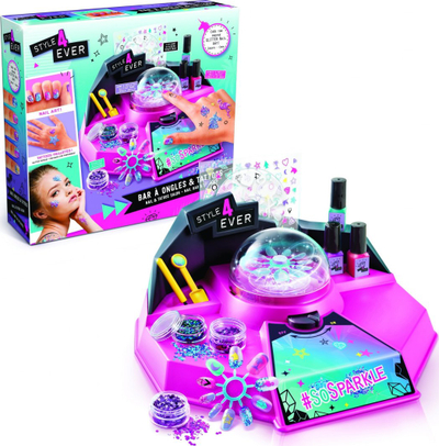 Set loje Style 4 Ever Nail Bar, art thonjsh dhe tatuazhe glitter, rozë