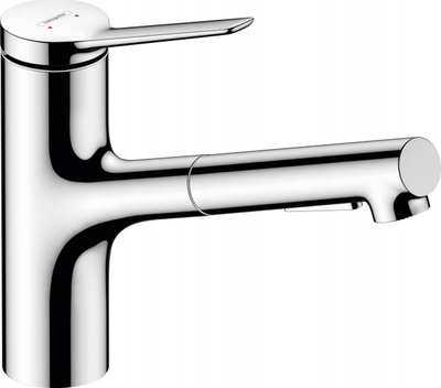 Rubinet kuzhine Hansgrohe Zesis S, me dush tërheqës, 2 rryma uji, krom