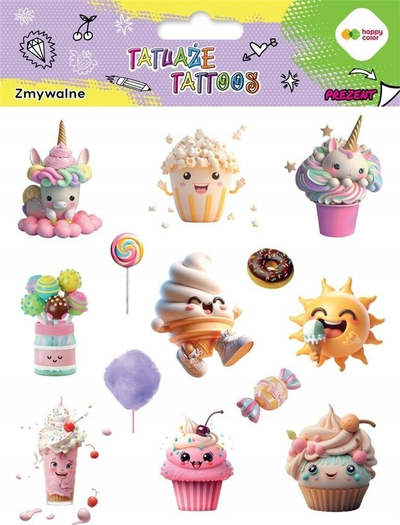 Tatuazhe të përkohshme BaByliss Süssigkeiten HAPPY COLOR, që lahen, shumëngjyrëshe