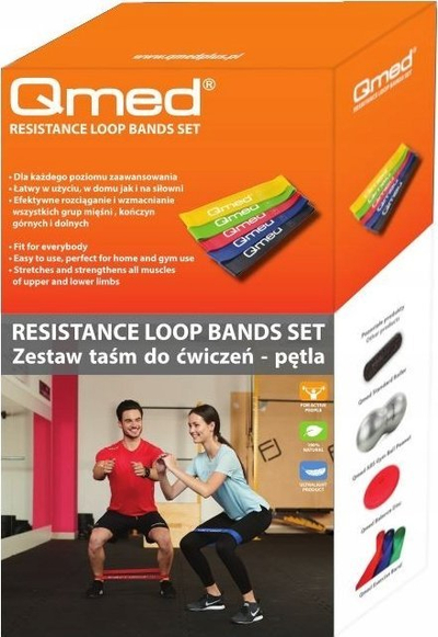 Set shirita ushtrimesh QMED, 5 nivele rezistence, shumëngjyrëshe