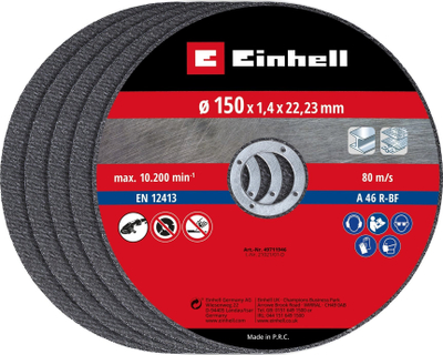 Disqe prerëse për mulli këndor Einhell KWB, set me 5 copë, 150 mm, 1.4 mm
