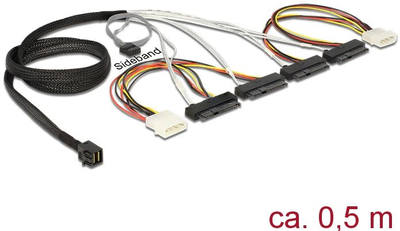 Kabllo SAS DeLOCK 83390, 0.5 m, Mini SAS HD në 4x SAS, shumëngjyrësh
