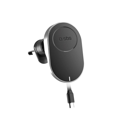Mbajtëse makine SBS TESUPP15WRETRACABL me karikues wireless 15W, MagSafe, e zezë