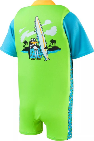 Kostum noti për kalamaj Speedo Learn to Swim Float Suit, njëpjesësh, me flotues, i gjelbër
