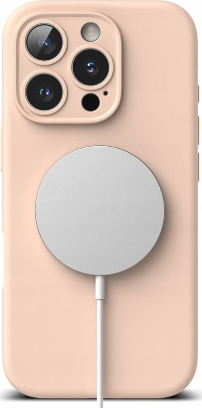 Mbrojtëse telefoni Ringke Silicone Magnetic, për iPhone 16 Pro Max, MagSafe, Pink Sand