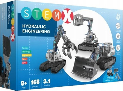 Lodër edukative Stemx 3 in 1 Hydraulic Bulldozer, set ndërtimi, nga 8 vjeç, shumëngjyrëshe