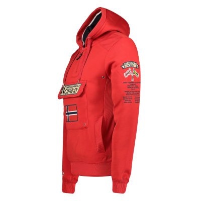 Дуксер со капче Geographical Norway Gymclass DB 054, памук, црвен