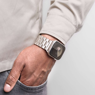 Rrip për orë inteligjente Vonmählen Link Bracelet 2, çelik inox 316L, 44 45 46 49 mm, bezhë