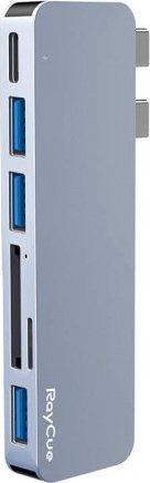 USB hub RayCue HYD-RC3601 6në2, 2x USB C, 3x USB 3.2, gri
