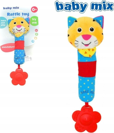 Lodër pelushi Baby Mix Tigrush, me zile, fishkëllimë edhe kafshues, shumëngjyrësh