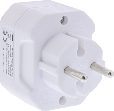 Adapter prizash InLine, prizë me tokëzim në 3x prizë Euro, i bardhë