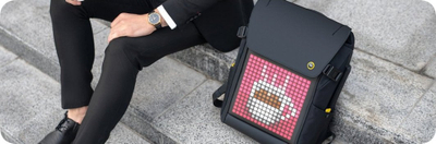 Çantë shpine Divoom Backpack M, ekran LED pixel, Bluetooth, rezistente ndaj ujit, e zezë