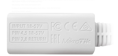 Adapter PoE MikroTik RB GPOE, Gigabit Ethernet, 9 48V DC, i bardhë