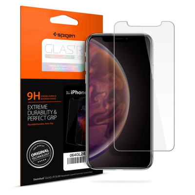 Mbrojtës ekrani Spigen GLAS.tR Slim HD për iPhone XR, xham i tejdukshëm