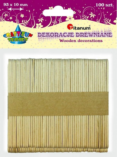 Дрвени стапчиња Titanum Wooden Natural, 93 x 10mm, сет 100 парчиња, натурален