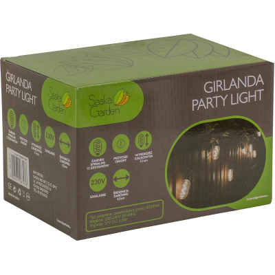 Garlandë dritash Saska Garden Party Light Outdoor, 12 LED spiral, 6.3m, e zezë