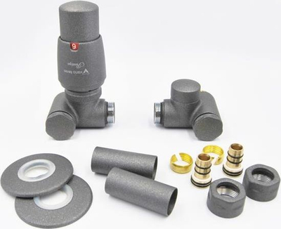 Set valvul termostatike radiator Vario Term INTEGRA, lidhje majtas PEX 16mm, grafit struktural