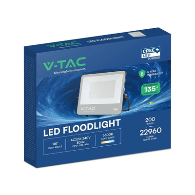 Reflektor LED i jashtëm pa markë, 200W, 6500K, i zi