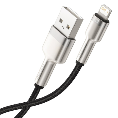 Kabllo karikimi Baseus Cafule Metal, USB në Lightning, 1m, 2.4A, i zi