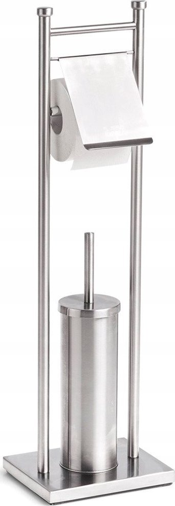 Mbajtëse letre tualeti Zeller Present 18414, çelik inox, me furçë tualeti, ngjyrë argjendi