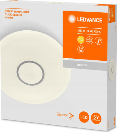 Plafonjere LED Ledvance Orbis Sparkledot me sensor, 32W, Ø44cm, e bardhë