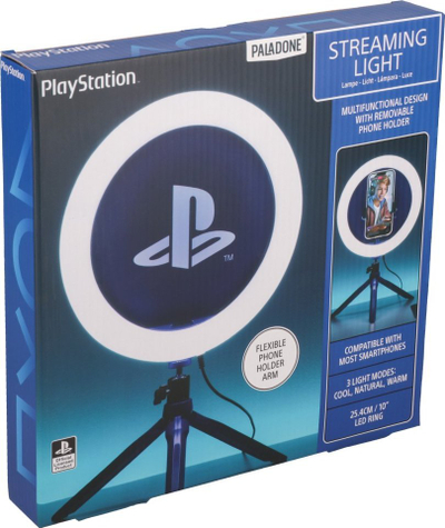 Dritë unazore streaming Paladone PlayStation, 10" LED, tripod, blu e bardhë