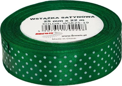 Shirit sateni dekorativ Brewis WSK25-19, 25mm, 22m, jeshil me pika