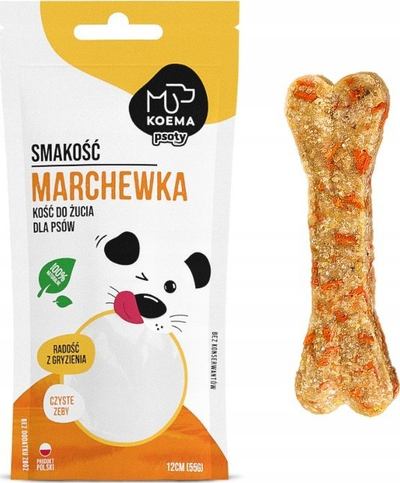 Kockë përtypëse për qen Koema, me karotë, 55g, natyrale
