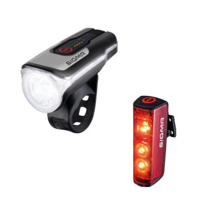Set drita biçiklete Sigma AURA 80 FL Blaze, LED, me karikim, e zezë