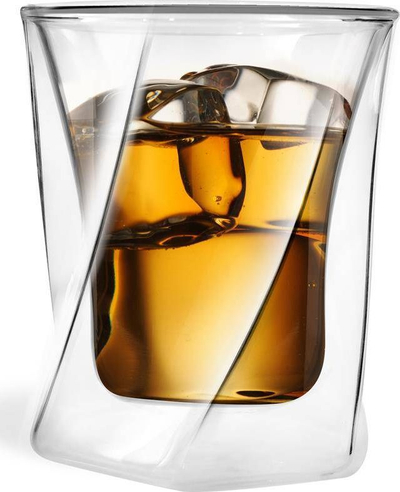 Gotë dopio whisky Vialli Design, xham dy shtresha, 300 ml, transparente
