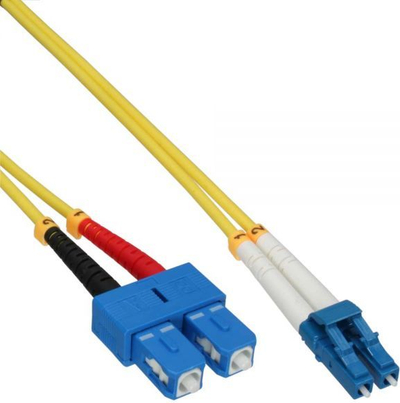Kabllo fibër optike InLine Duplex LC SC, OS2 9/125µm, 10m, e verdhë