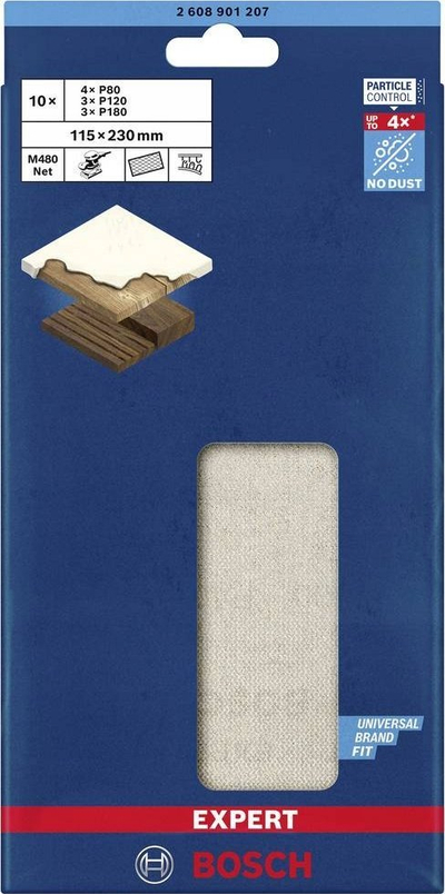 Set letra shmirgli Bosch Expert M480, 115 x 230mm, K80 K120 K180