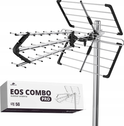 Antene DVB T2 Spacetronik Eos Pro Combo për TV tokësor, e zezë