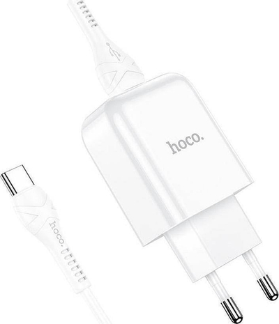 Karikues rrjeti Hoco N2, 1x USB A 2A, kabllo USB C 1 m, i bardhë