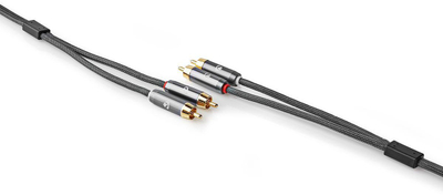 Kabllo audio Nedis Profigold, RCA 2x2 mashkull, 1m, e zezë me fije najloni