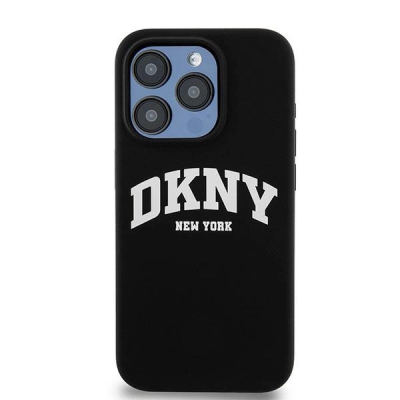 Kapak telefoni DKNY Liquid Silicone Arch Logo MagSafe, për iPhone 15 Pro, silikon, i zi