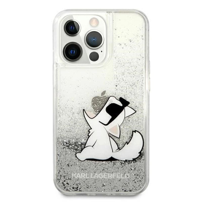 Mbulesë telefoni Karl Lagerfeld Liquid Glitter, për iPhone 13 Pro Max, silikoni, argjend