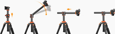 Tripod fotografik K&amp;F Concept T254A4+BH-28L, aliazh alumini dhe magnezi, kthehet në monopod, portokalli metalik