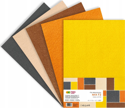 Set felt dekorativ Happy Color Deco Felt MIX F2, 5 copa, shumëngjyrësh