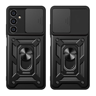 Futrollë Armor Camshield për Samsung Galaxy M54, me mbrojtje kamere, me stand unazë, e zezë