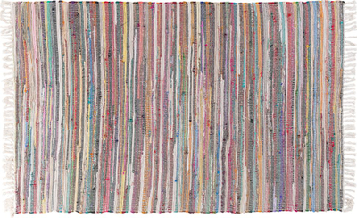 Тепих бохо правоаголен, 140 x 200 cm, памук полиестер, шарен со линии