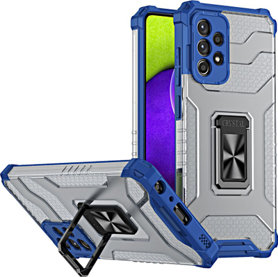 Mbulesë telefoni Hurtel Crystal Ring Case për Samsung Galaxy A72 4G, me unazë magnetike, blu