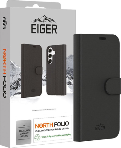 Футрола Eiger North Folio за Samsung Galaxy A25 5G, заштита 360°, црна
