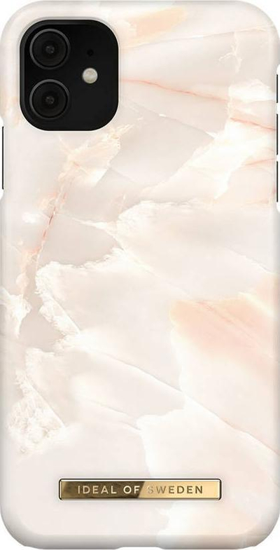 Mbulesë telefoni iDeal of Sweden iPhone XR 11, dizajn mermeri, e rozë krem
